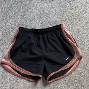 Nike Women's Black and Tan Athletic Shorts